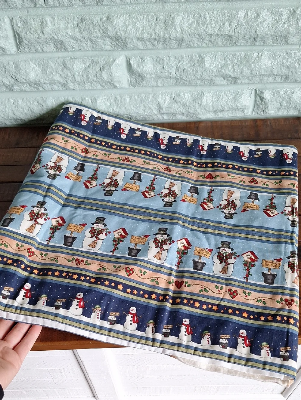 Handmade Christmas Snowman Table Runner